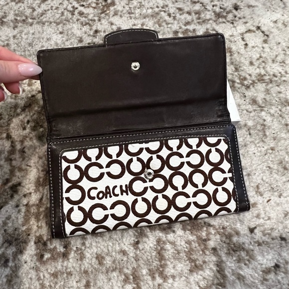 Vintage Coach op art slim card holder wallet with snap closure - Picture 2 of 6